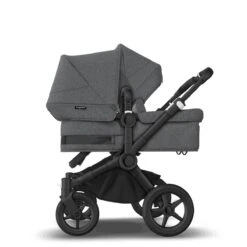 Bugaboo Donkey 5 Duo Essential Bundel - Black- Grey Melange -Joolz Verkoop bugaboo donkey 5 duo black grey melange grey melange side carrycot