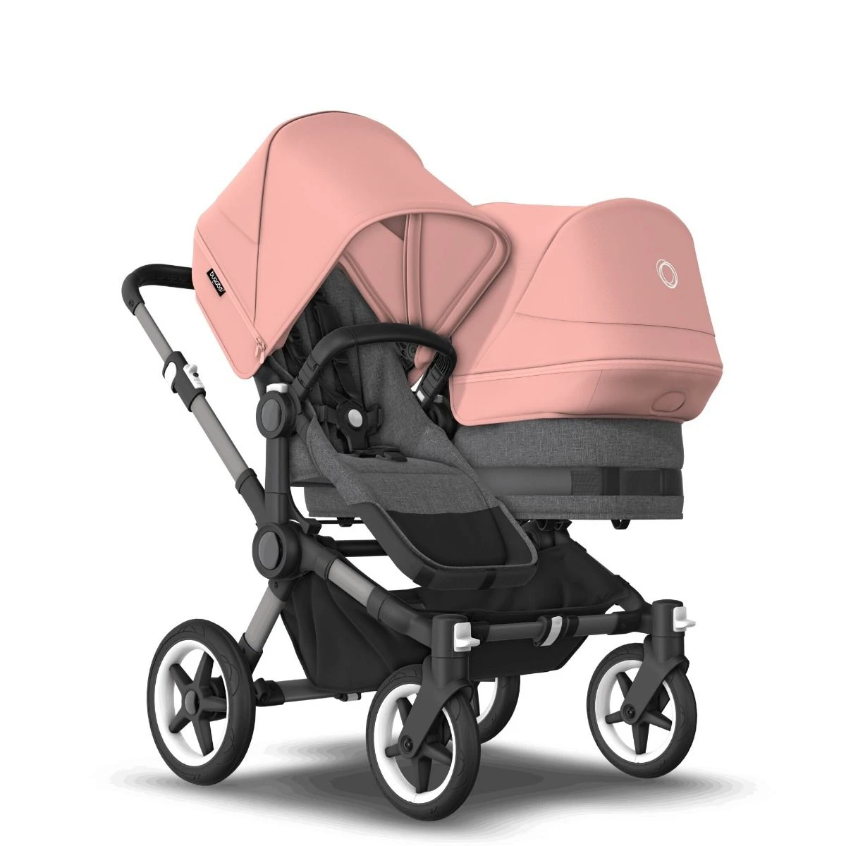Bugaboo Donkey 5 Duo Graphite - Grey Melange- Morning Pink 3 Bugaboo Donkey 5 Duo Graphite - Grey Melange- Morning Pink